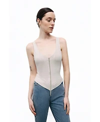 Nocturne Women's Denim Garnished Jumpsuit