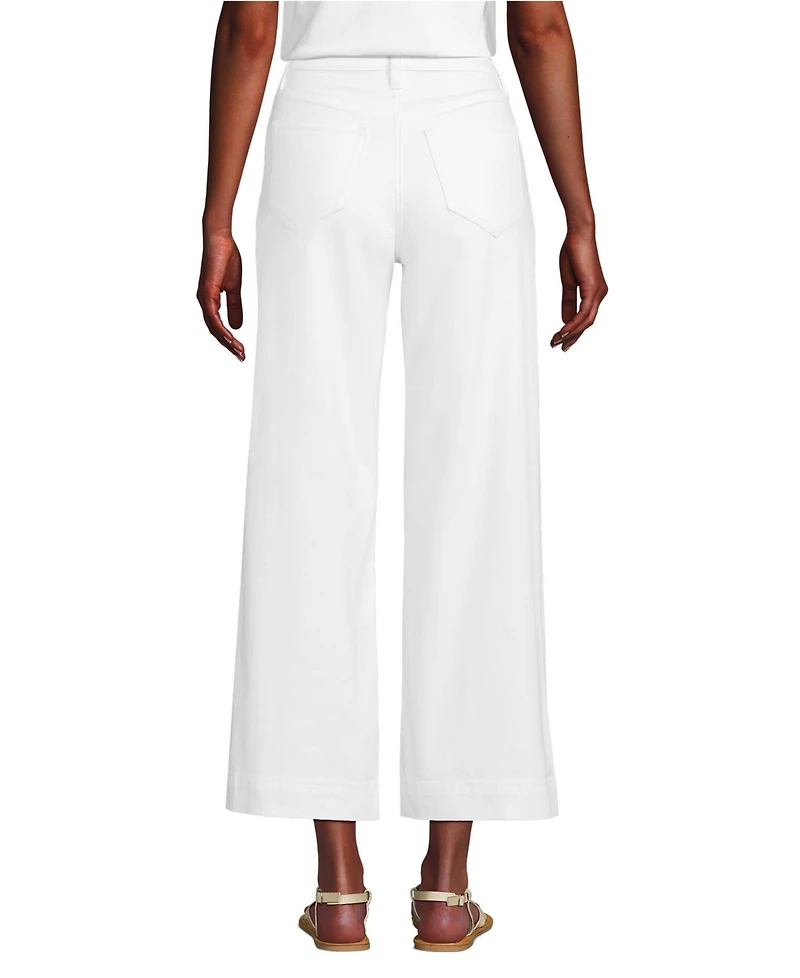 Lands' End Women's Denim High Rise Wide Leg Crop Jeans