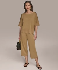 Donna Karan New York Women's Elbow-Sleeve Metallic Sweater