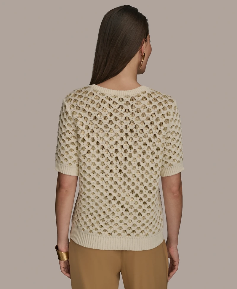 Donna Karan New York Women's Two-Tone Honeycomb Sweater