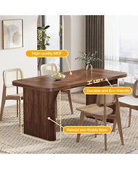 Tribesigns Dining Table for 4-6, Rectangular Wood Kitchen with Double Pedestal, 62-Inch Dinner Room, Living Easy Assembly