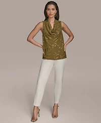 Donna Karan New York Women's Sleeveless Embellished Cowlneck Blouse