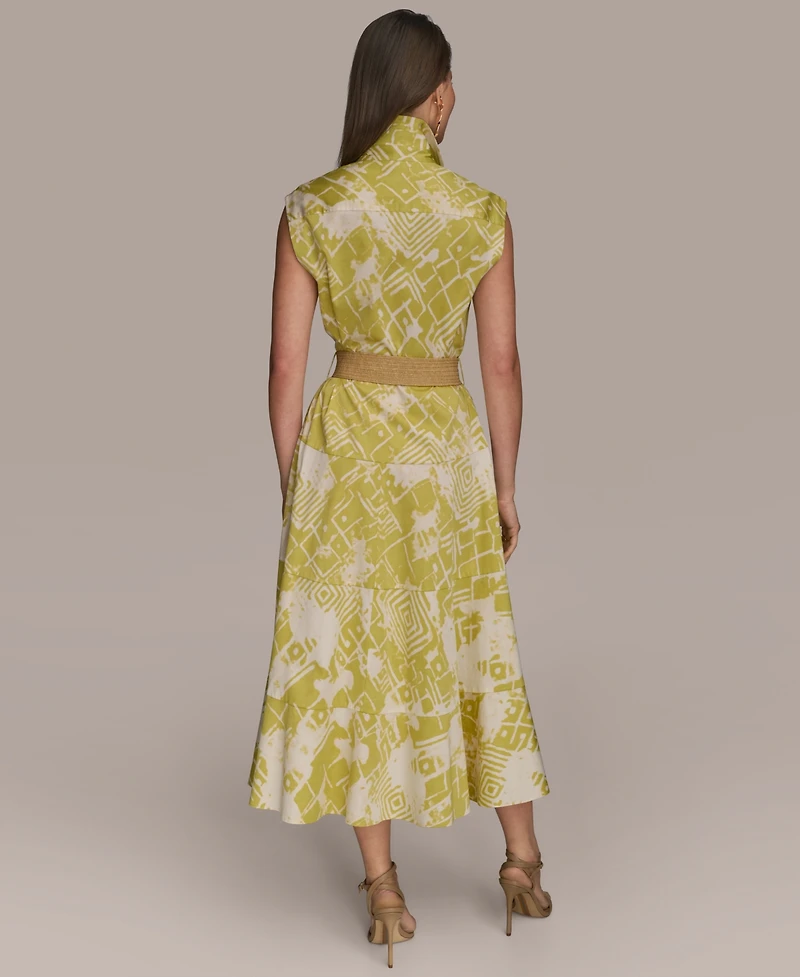 Donna Karan New York Women's Cap Sleeve Printed Shirt Dress