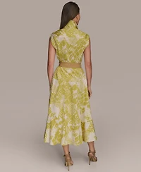 Donna Karan New York Women's Cap Sleeve Printed Shirt Dress