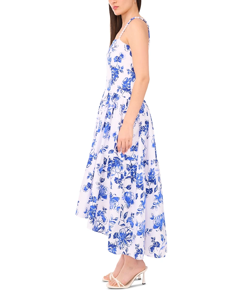 1.state Women's Printed Beaded-Strap Drop-Waist Midi Dress