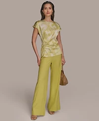 Donna Karan New York Women's Cap-Sleeve Printed Top