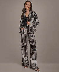 Donna Karan New York Women's Long Sleeve Geo Print Button Down Shirt