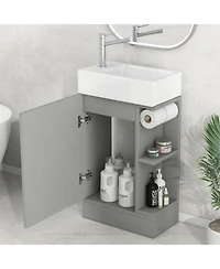 Streamdale 18.6" Bathroom Vanity with Sink, Bathroom Vanity Cabinet with Two-tier Shelf, Left or Right Orientation, Grey