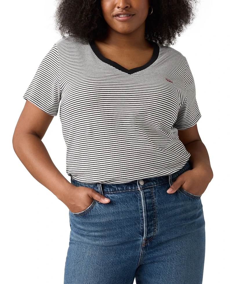 Levi's Plus Size Perfect Cotton Striped Short-Sleeve Tee