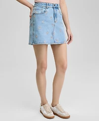 And Now This Women's Floral-Embroidered Denim Skirt, Exclusively at Macy's