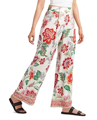 Bcx Juniors' Floral-Print Wide-Leg Pull-On Pants
