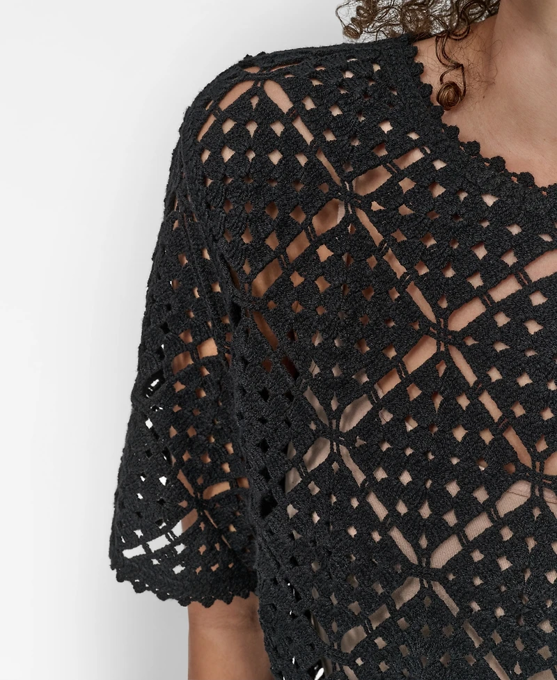 Dkny Women's Crocheted Short-Sleeve Sweater