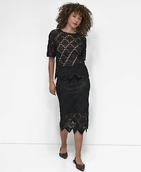 Dkny Women's Crocheted Short-Sleeve Sweater