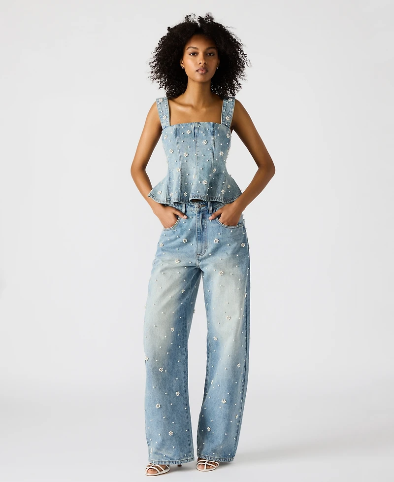 Steve Madden Women's Denim Fianna Barrel-Leg Jeans