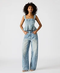 Steve Madden Women's Denim Fianna Barrel-Leg Jeans