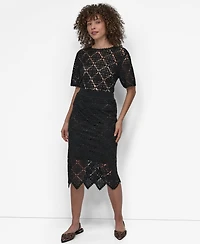 Dkny Women's Crocheted Midi Sweater Skirt