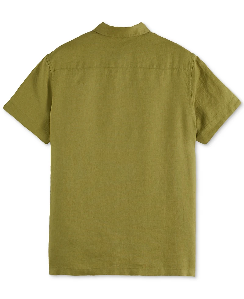Scotch & Soda Men's Relaxed Fit Short Sleeve Linen Button-Front Shirt