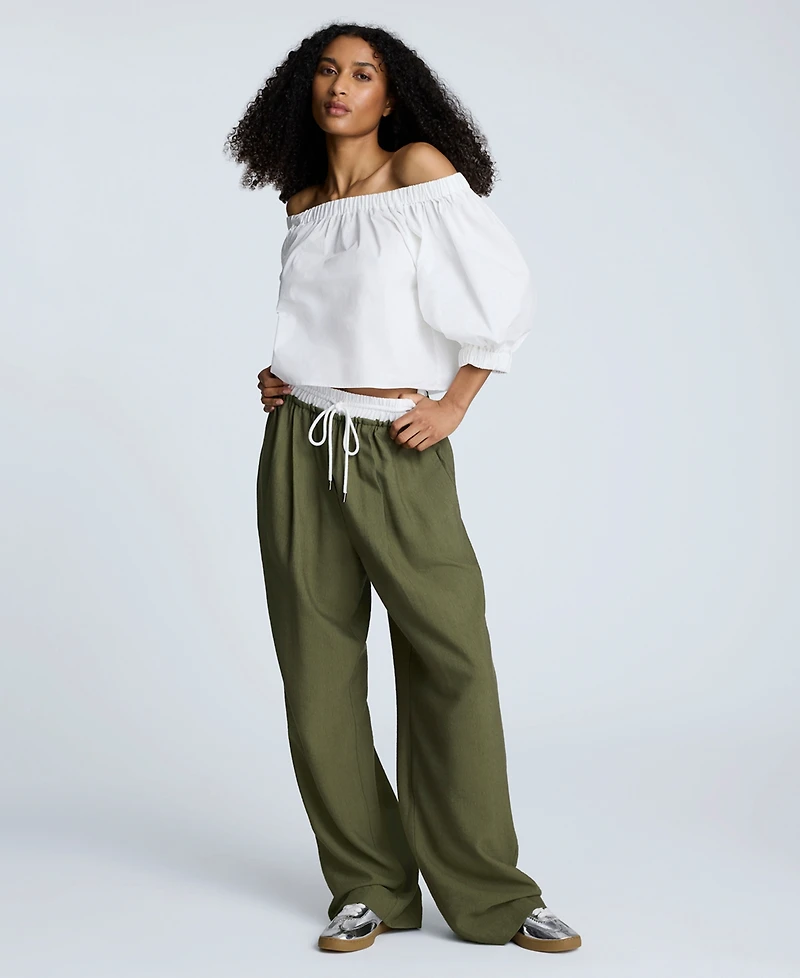 Kenneth Cole Women's Pull-On Wide-Leg Drawstring Pants