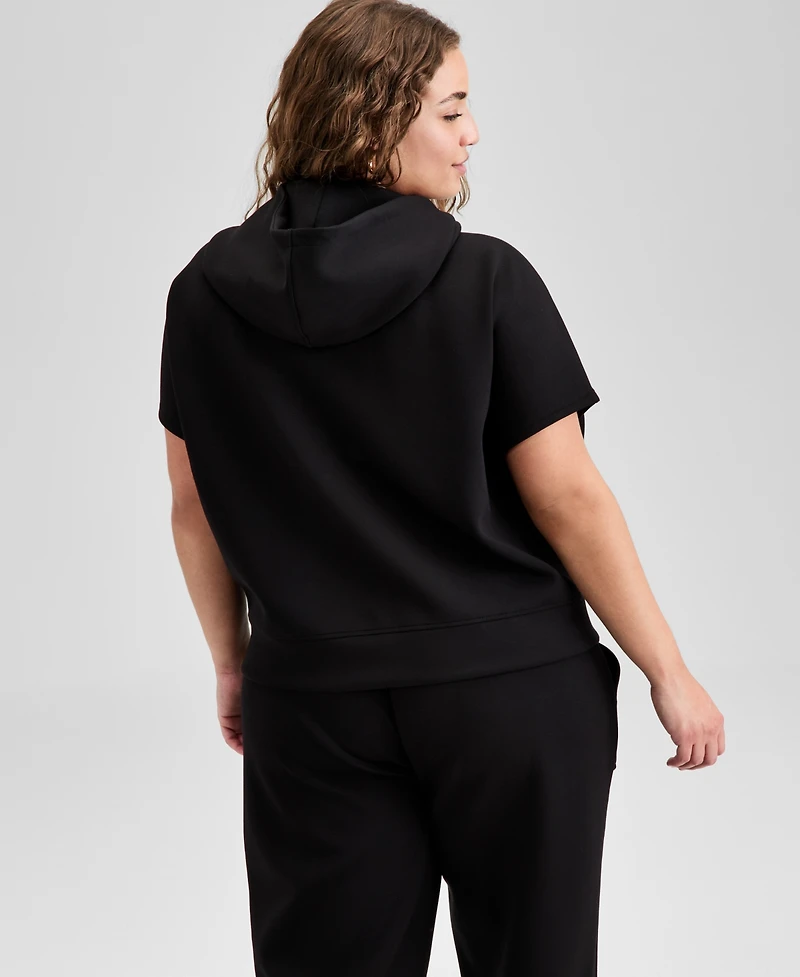And Now This Trendy Plus Cap-Sleeve Scuba-Knit Hoodie, Exclusively at Macy's