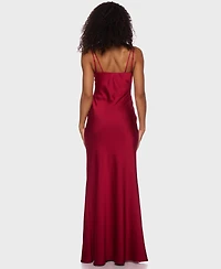 Alex & Sophia Juniors' Satin Keyhole Gown