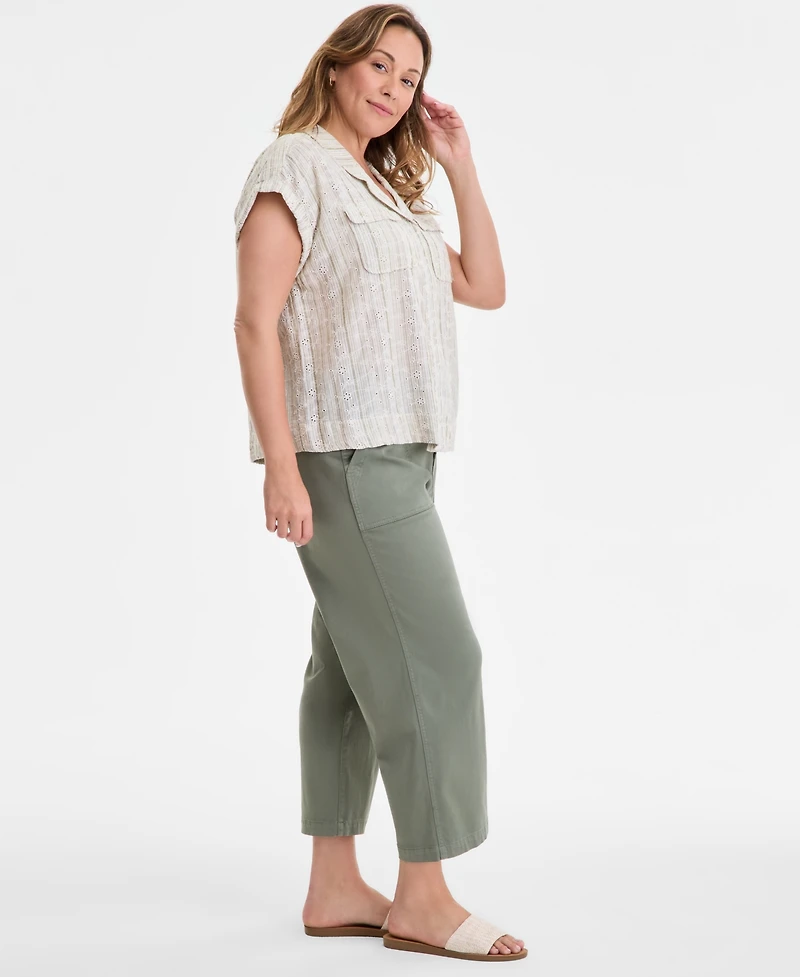 Liverpool Los Angeles Trendy Plus Cargo Wide-Leg Cropped Pant