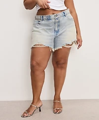 Good American Women's 90's Studded Denim Shorts