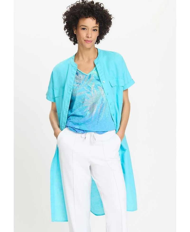 Olsen Women's Linen Blend Tunic Shirt Dress