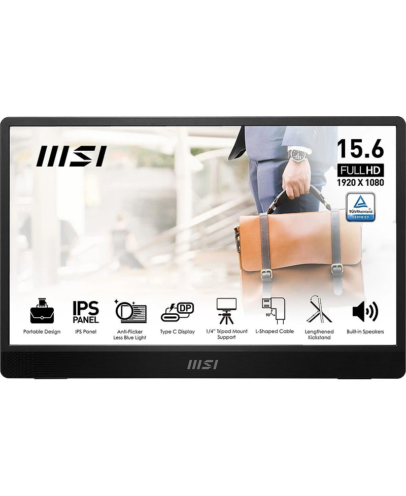 Msi Pro MP161 E2 15.6" 16:9 Full Hd Portable Ips Led Monitor, Metal Gray
