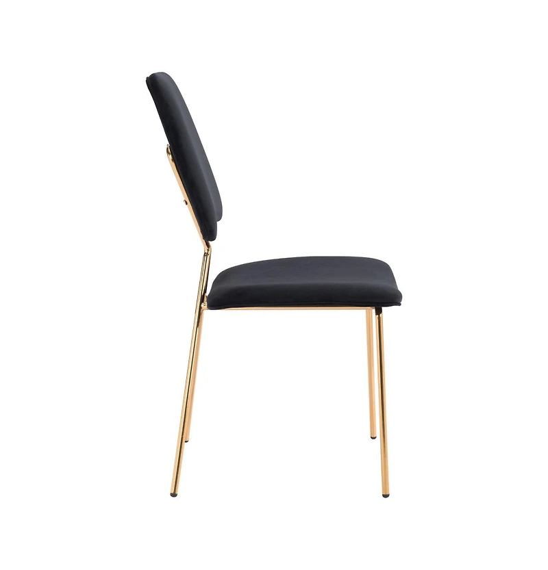 Set of Two Open Back Velvet Dining Side Chairs for Home or Kitchen