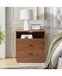 Mid-century Lorenz Nightstand with Usb and Led Light
