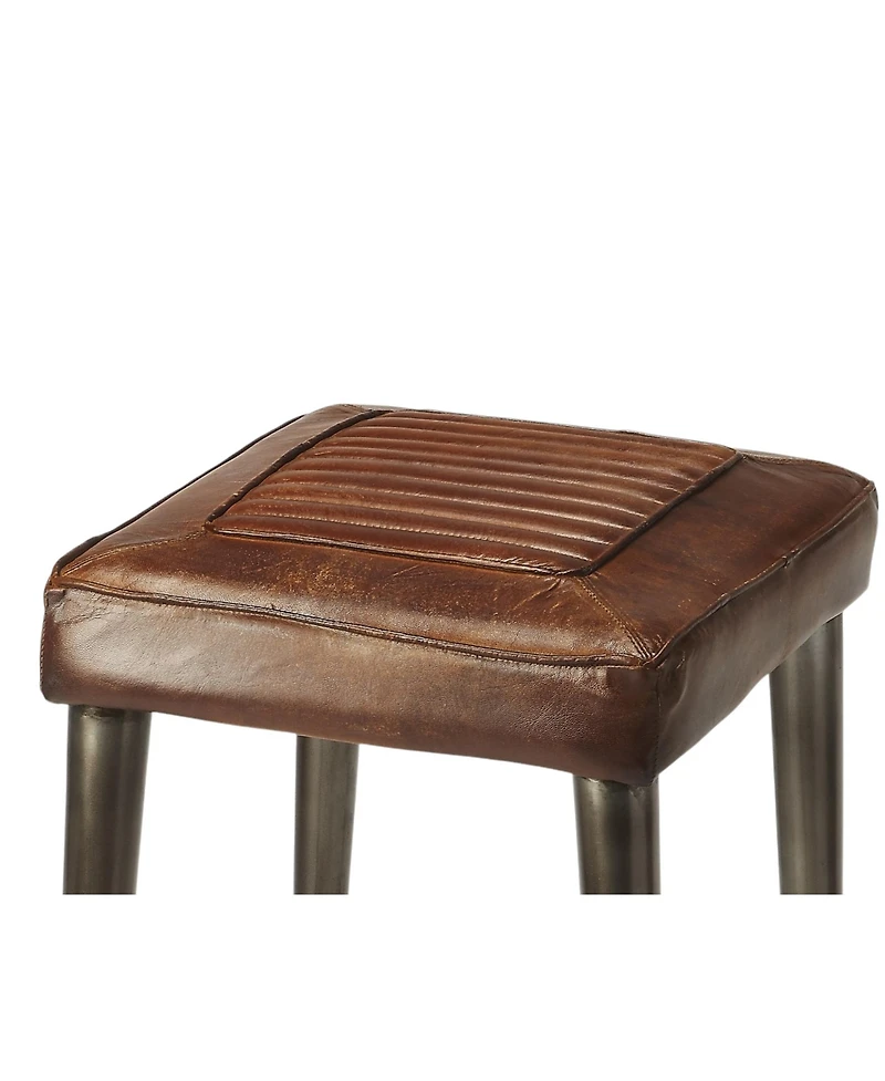 Industrial Backless Counter Height Chair with Wood Seat and Iron Frame
