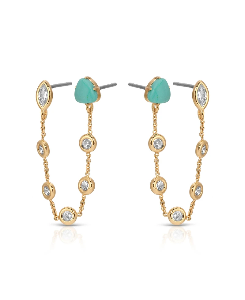 Ettika Double Piercing Turquoise Earrings