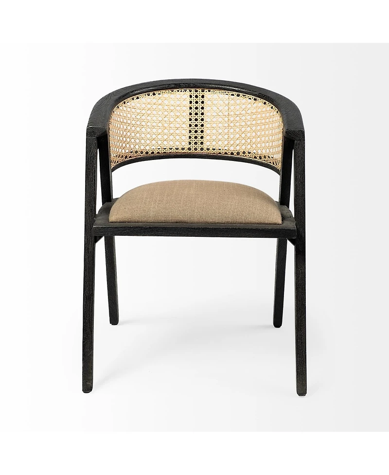 Open Back Linen Dining Arm Chair with Cushioned Seat for Home or Restaurant Use