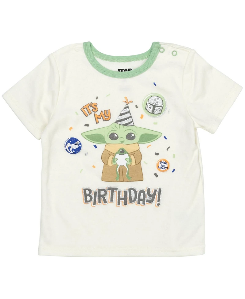 The Mandalorian Baby Boys Yoda Pullover T-Shirt Diaper Cover and Hat 3 Piece Outfit Set