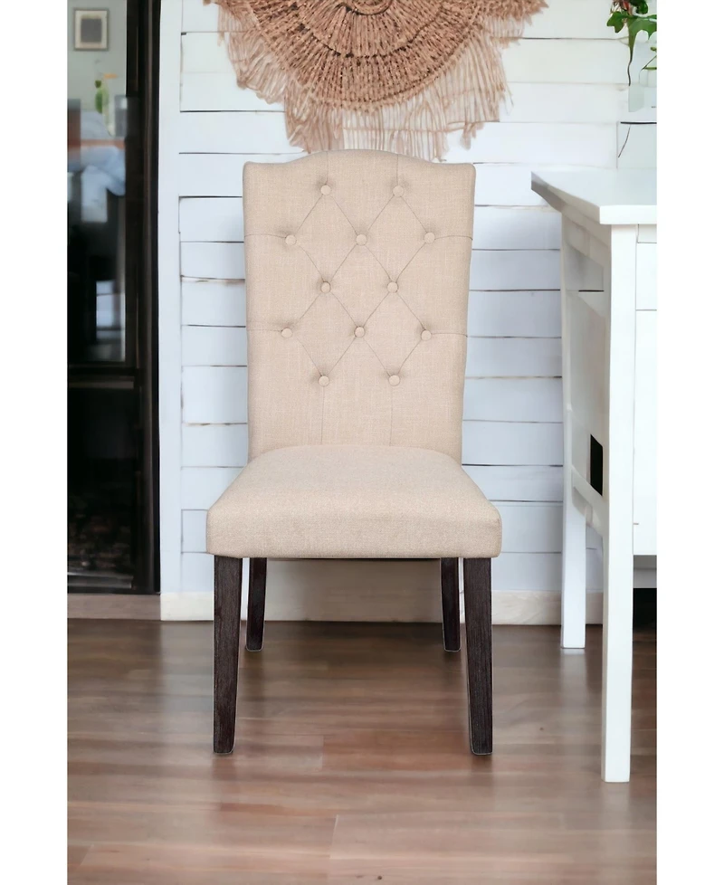 Set of Two Tufted Linen Upholstered Side Chairs for Modern Dining Spaces