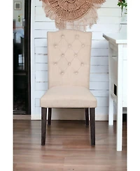 Set of Two Tufted Linen Upholstered Side Chairs for Modern Dining Spaces