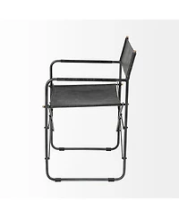 Metal Frame Dining Arm Chair with Leather Seat and Open Back Design