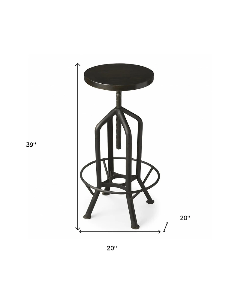 Wood and Iron Backless Swivel Bar Chair