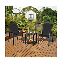 Yaheetech Set of 2 Outdoor Texteline Stackable Dining Chairs, Gray