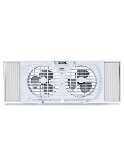 Black+Decker 9" Dual Window Fan for Window Screen with 2 Speed Settings, Twin Window Fan with Mechanical Controls and Removable Legs,Black