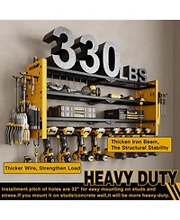 Hausource 4 Tier Power Tool Organizer Shelving Wall Mount Utility Storage Rack，Yellow