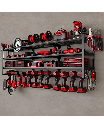 Hausource 4-Tier Large Power Tool Organizer - 12 Drill Holder, Workshop Storage Rack