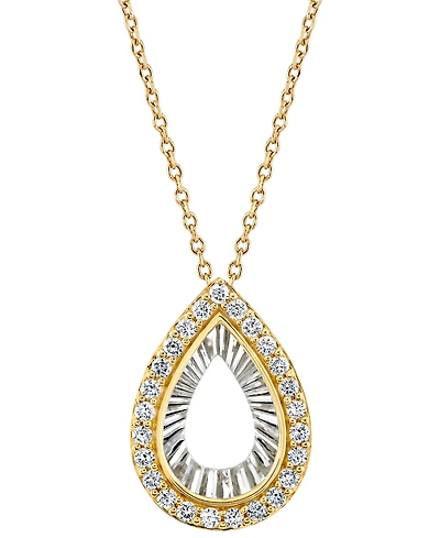 Diamond Tear-Shape 18" Pendant Necklace (1/4 ct. t.w.) in 14k Two-Tone Gold