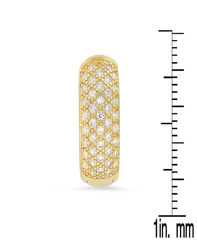 Steeltime Women's Simulated Diamonds Rounded Huggie Earrings