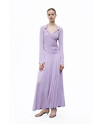 Nocturne Women's Long Sleeve Maxi Dress with Accessory Detail