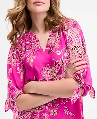 Jones New York Women's Paisley-Print Tie-Sleeve Blouse