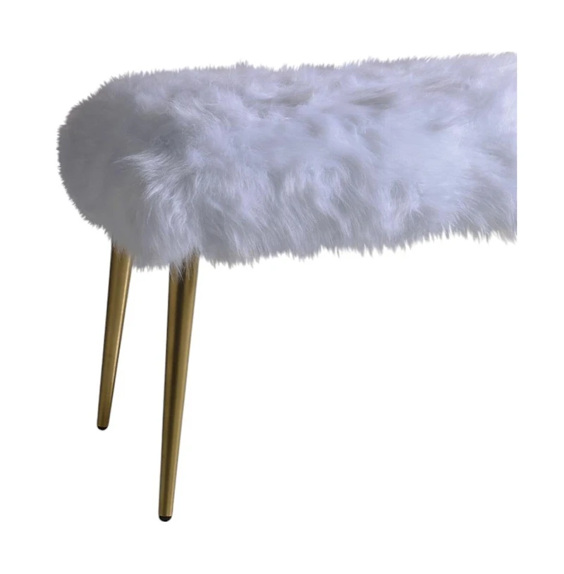 Plush Upholstered Faux Fur Bench – Modern Accent Seating for Bedroom or Entryway