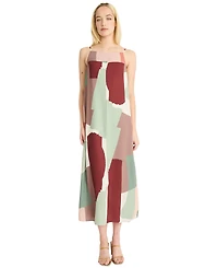 Luxely Women's Printed Square-Neck Maxi Dress
