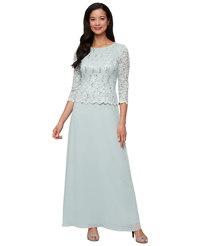 Alex Evenings Women's Lace-Bodice Gown