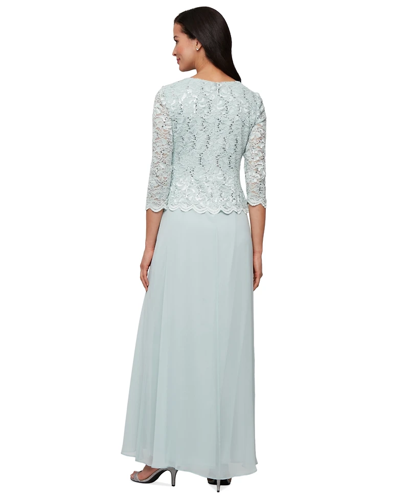 Alex Evenings Women's Lace-Bodice Gown